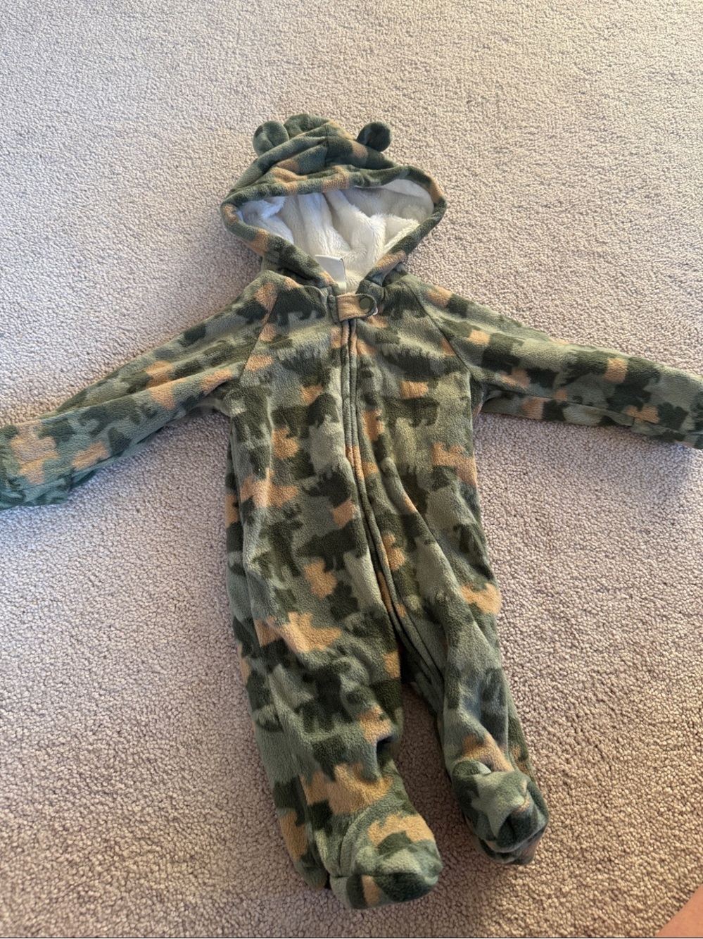healthtex Green Camo Fleece Hooded One-Piece Footie